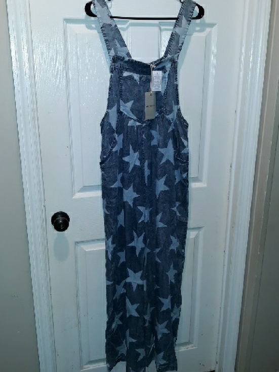 eesome Denim - ee:some vintage lightweight  oversized mineral blue/white star pattern overall